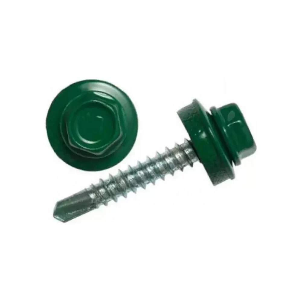Кровельный саморез качественный крепеж 4,8/38 RAL6005130 зеленый мох (130 шт.) 0500107