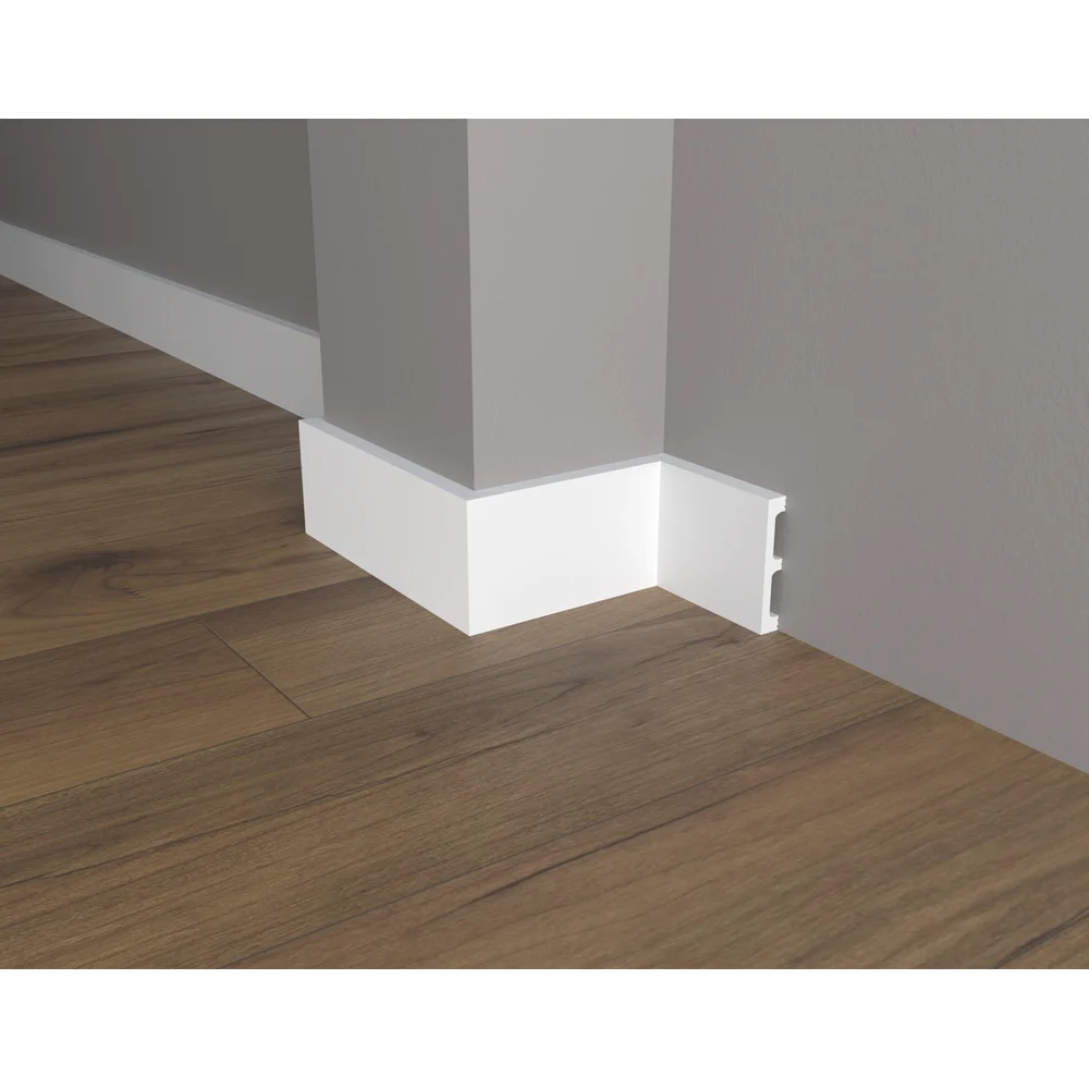 Ударопрочный влагостойкий напольный плинтус под покраску Decor-Dizayn DD708