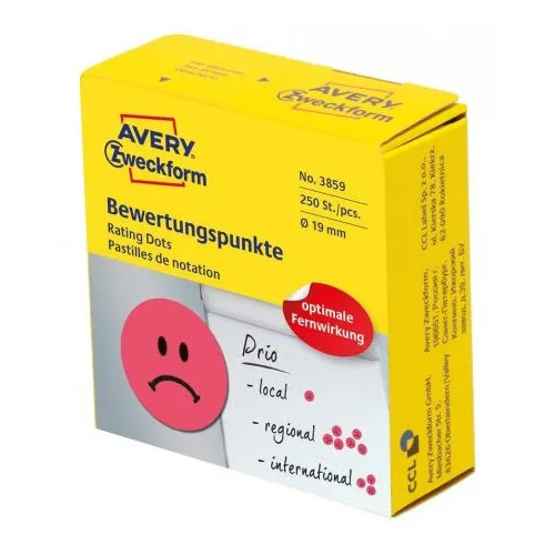 Этикетки Avery Zweckform 3859, универсальная, 70г/м2, красный, 250шт