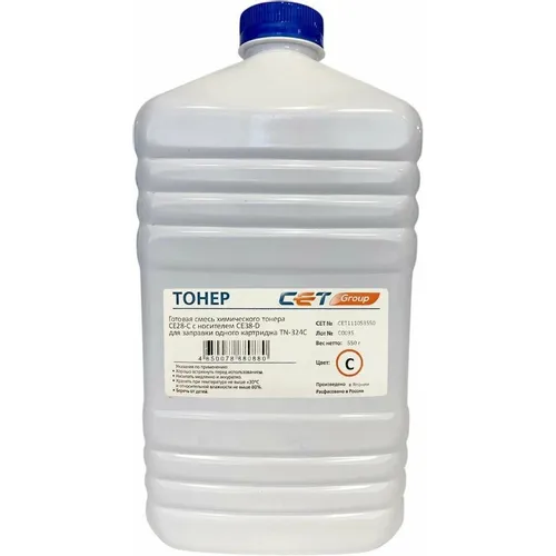 Тонер CET CE28-C, для KONICA MINOLTA Bizhub C258/308/368/227i/257i, голубой, 500грамм, бутылка