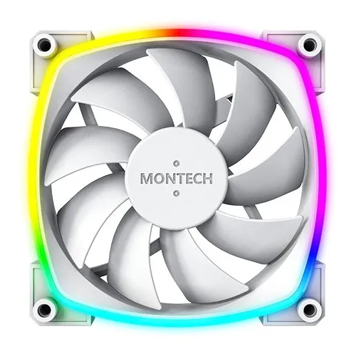 Вентилятор MONTECH AX120 120мм, 4-pin, 1600об/мин, 27 дБ, ARGB, белый, Ret [ax120 pwm white]