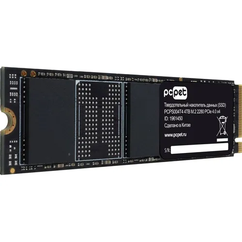 SSD накопитель PC PET PCPS004T4 4ТБ, M.2 2280, PCIe 4.0 x4, NVMe, M.2, oem
