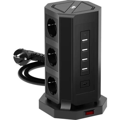 Сетевой фильтр AGNI TP-VD5U9E-C, 3м, черный [tp-vd5u9e-c-3m-black]
