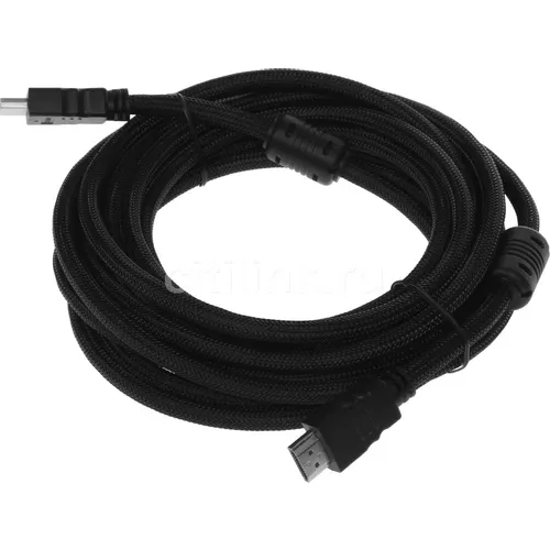 Кабель аудио-видео Buro HDMI (m) - HDMI (m), ver 1.4, 5м, GOLD, ф/фильтр, черный [hdmi-v1.4-5mc]