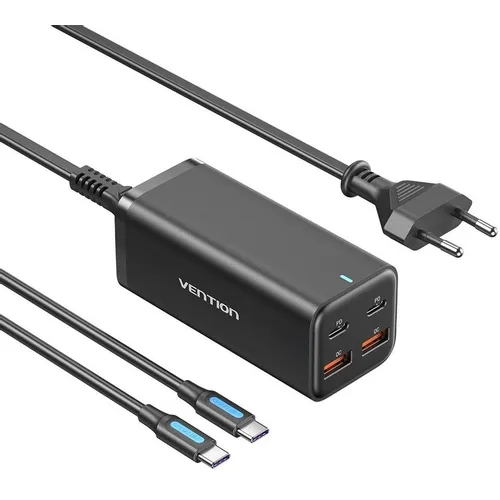 Сетевое зарядное устройство VENTION FBSBG-EU, 2xUSB-A, 2xUSB-C, USB-C, 100Вт, 5A, черный