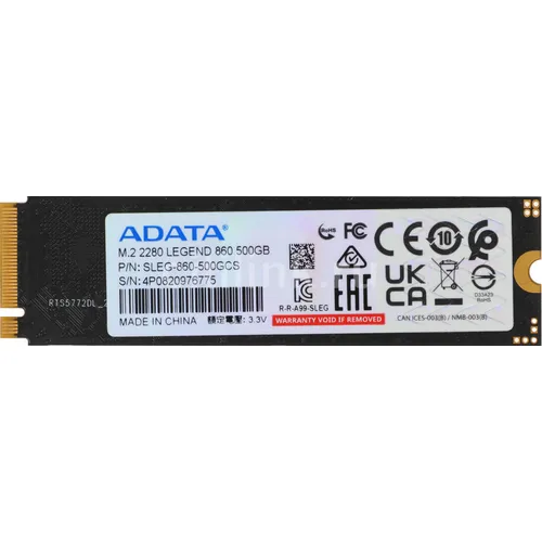 SSD накопитель A-Data Legend 860 500ГБ, M.2 2280, PCIe 4.0 x4, NVMe, M.2 [sleg-860-500gcs]