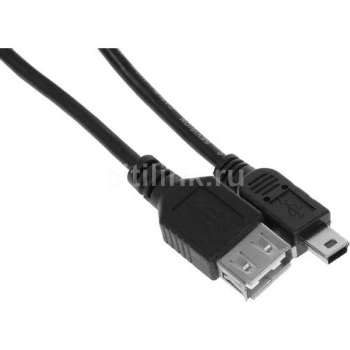 Кабель OTG Buro USB A(f) (прямой) - mini USB B (m) (прямой), 0.2м, черный [otg_mini]