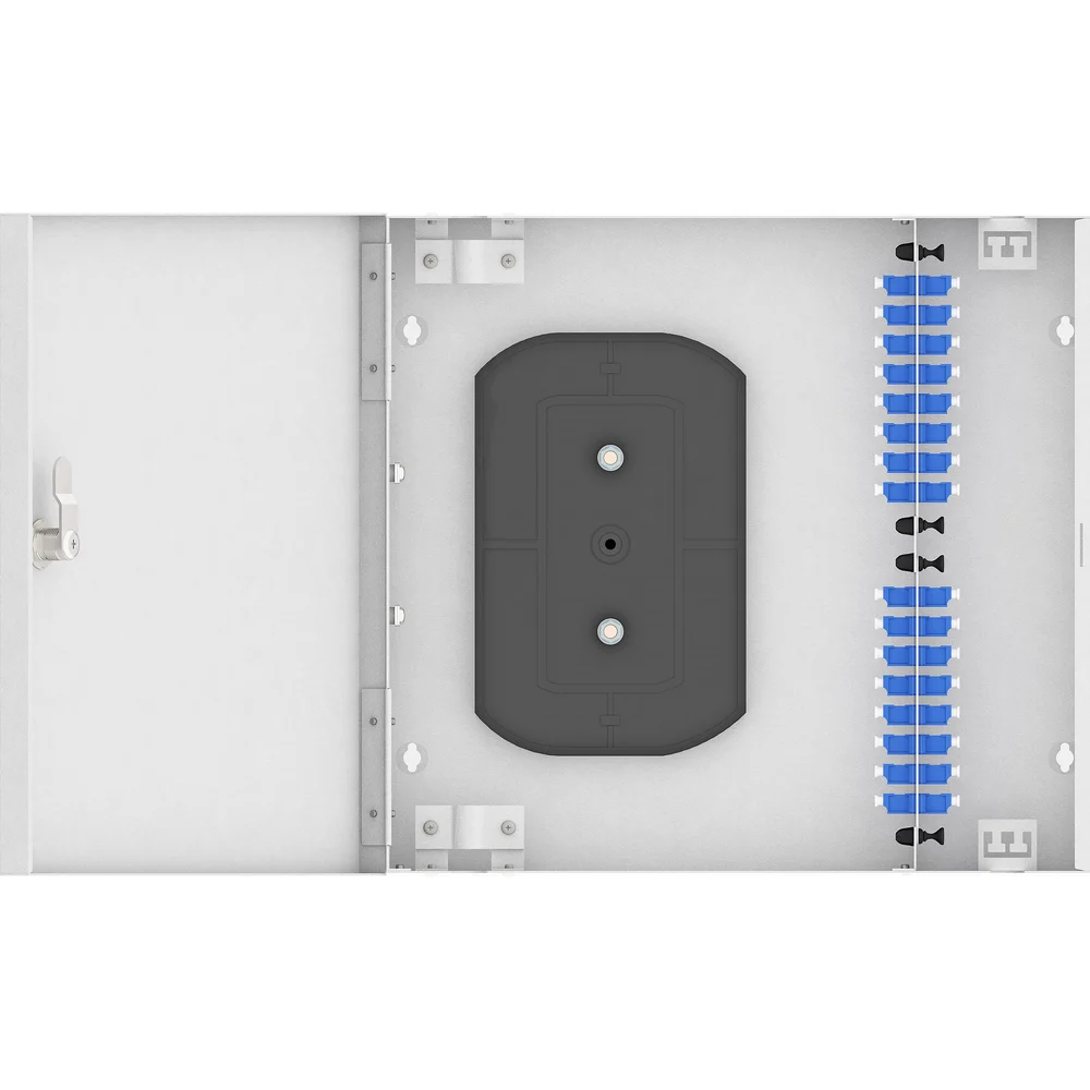 Настенный одномодовый укомплектованный оптический кросс TopLan КРН-Top-32LC/U-OS2-GY