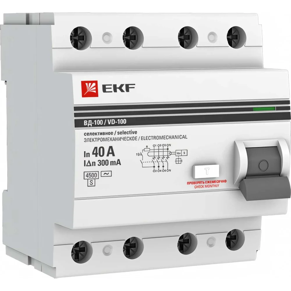 Селективное устройство защитного отключения EKF PROxima elcb-4-40-300S-em-pro