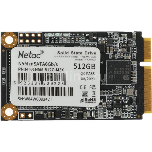 SSD накопитель NETAC N5M 512ГБ, mSATA, SATA III, mSATA [nt01n5m-512g-m3x]