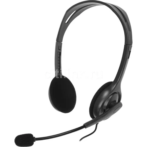 Гарнитура Logitech H110, для компьютера, накладные, проводные, темно-серый [981-000472]