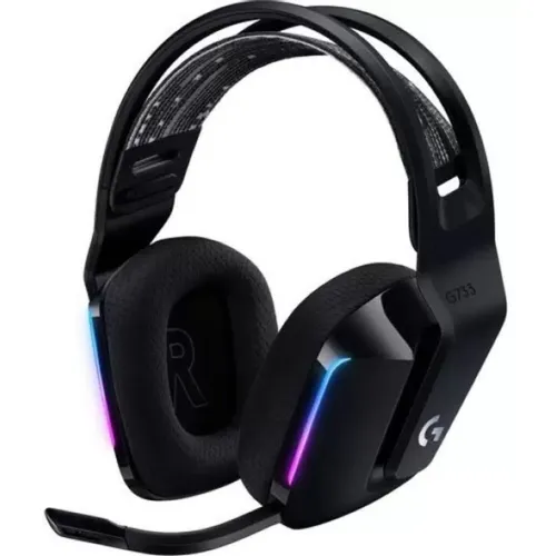Гарнитура игровая Logitech G733 Lightspeed, для компьютера и игровых консолей, накладные, радио, черный [981-000867]