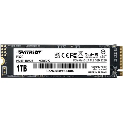 SSD накопитель Patriot P320 P320P1TBM28 1ТБ, M.2 2280, PCIe 3.0 x4, NVMe, M.2