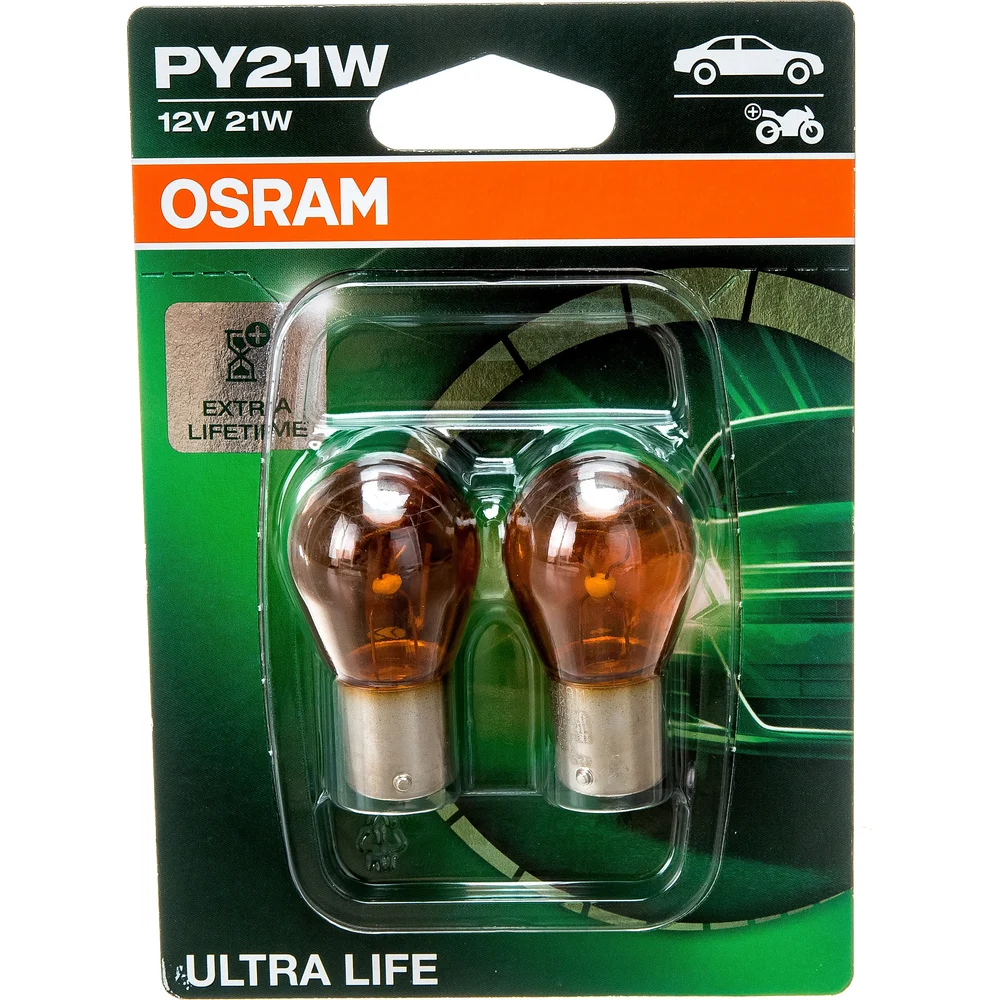 Автолампа Osram PY21W BAU15s YELLOW ULTRA LIFE 12V /1/10/50 7507ULT-2BL