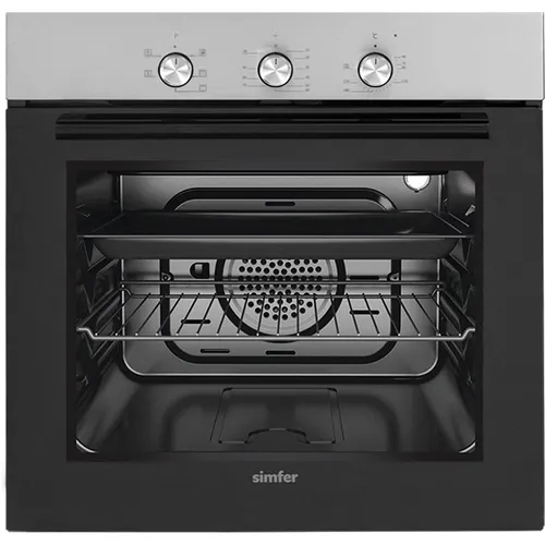 Духовой шкаф электрический Simfer B6EM 16011, 58л, дверца с 2 стеклами, нержавеющая сталь/черный
