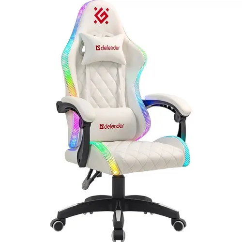 Кресло игровое Defender Energy, экокожа, до 110кг, белый