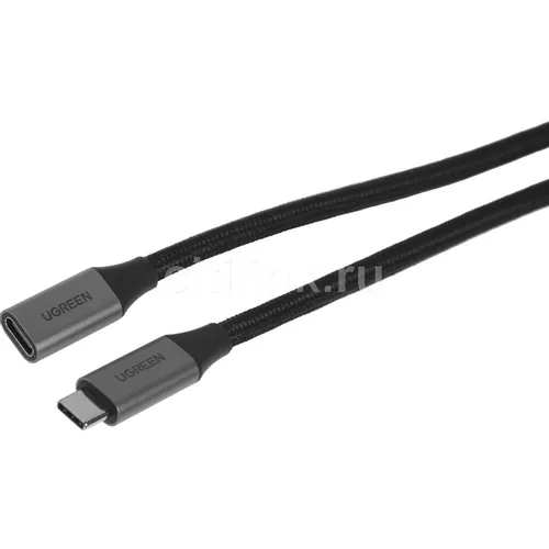 Кабель-удлинитель UGREEN US372, USB Type-C - USB Type-C (m), ферритовый фильтр , 1м, серый [30205]