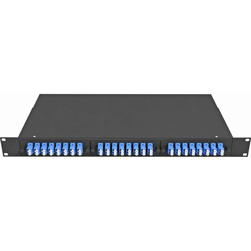 Укомплектованный одномодовый стоечный оптический кросс TopLan КРС-Top-1U-48LC/U-OS2-BK