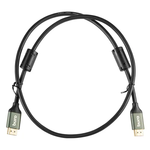 Кабель аудио-видео Buro HDMI (m) - HDMI (m), ver 2.1, 1м, GOLD, ф/фильтр, черный [bhp-hdmi-2.1-1g]