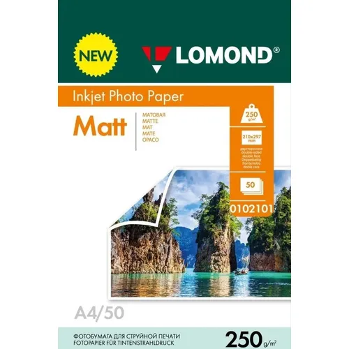 Фотобумага Lomond A4, для струйной печати, 50л, 250г/м2, белый, покрытие матовое /матовое [0102101]