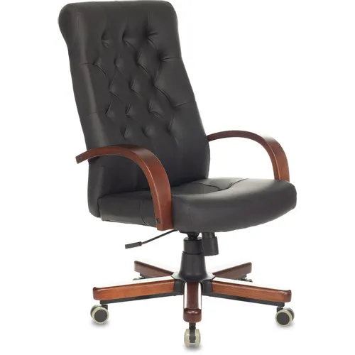 Кресло руководителя Бюрократ T-9928WALNUT/ECO, экокожа, до 200кг, черный
