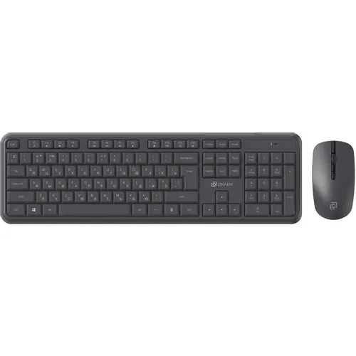 Комплект (клавиатура+мышь) Oklick S277W, USB, беспроводной, с гравировкой, серый [2066173]