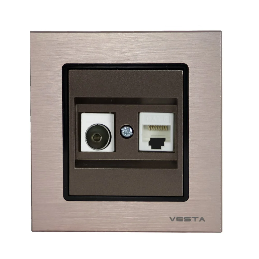 Розетка для сетевого кабеля Vesta Electric Exclusive Champagne Metallic FRZTV010002BSH