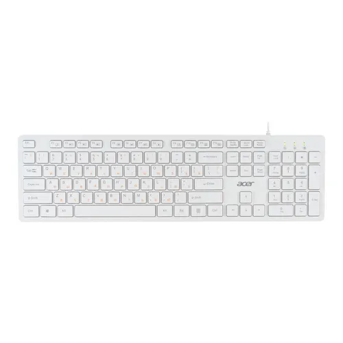 Клавиатура Acer OKW123, проводная, USB, мембранная, белый [zl.kbdee.00d]