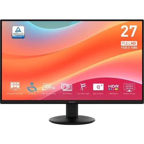 27" Монитор MSI Pro MP272L, 1920x1080, IPS, 100Гц, 1хHDMI, 1хDP, черный [9s6-3pd6ct-008]