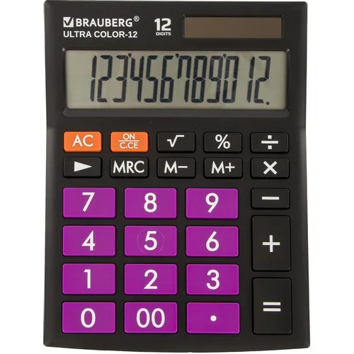 Калькулятор BRAUBERG Ultra, 12-Bkpr, 12-разрядный, черный