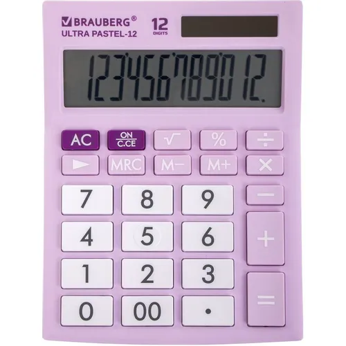 Калькулятор BRAUBERG Ultra, 12-Pr, 12-разрядный, сиреневый
