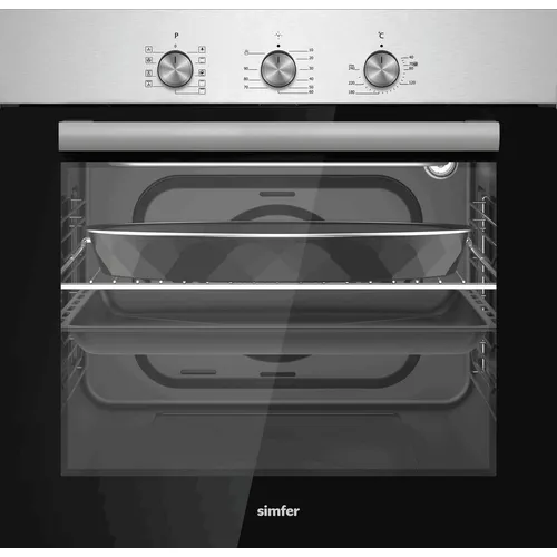 Духовой шкаф электрический Simfer B6EM19025, 60л, дверца с 2 стеклами, нержавеющая сталь