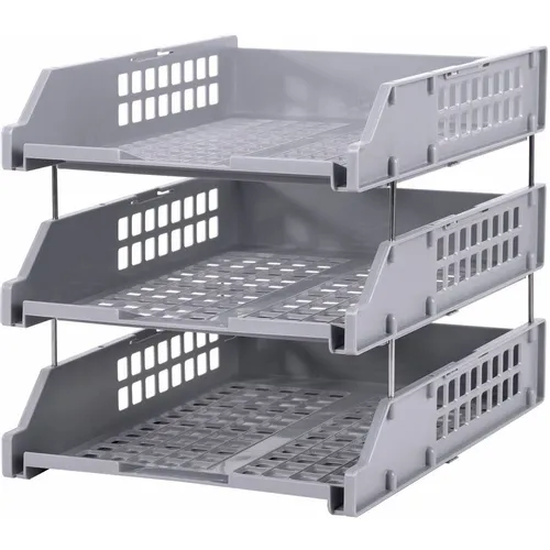 Набор лотков горизонтальный BRAUBERG Grand office 238110, для бумаг, 334x255x271, полистирол, серый, 3