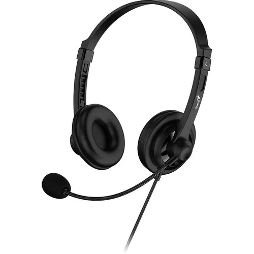 Гарнитура Genius HS-230U, для компьютера, накладные, проводные, черный [31710021405]