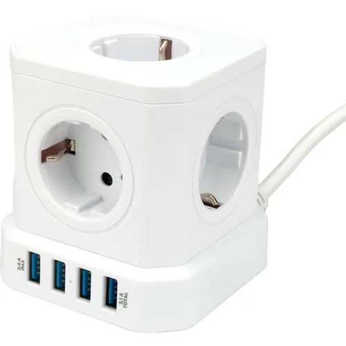 Сетевой фильтр PREMIER PCSTW-5-U4-W-2, 2м, черный