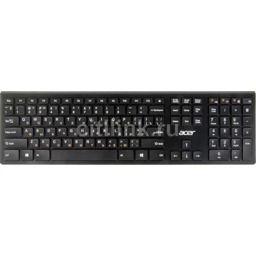 Клавиатура Acer OKR020, беспроводная, USB, Радиоканал, ножничная, черный [zl.kbdee.004]