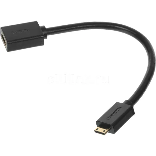 Кабель аудио-видео UGREEN 20137, mini-HDMI (m) - HDMI (f), ver 2.0, 0.22м, черный