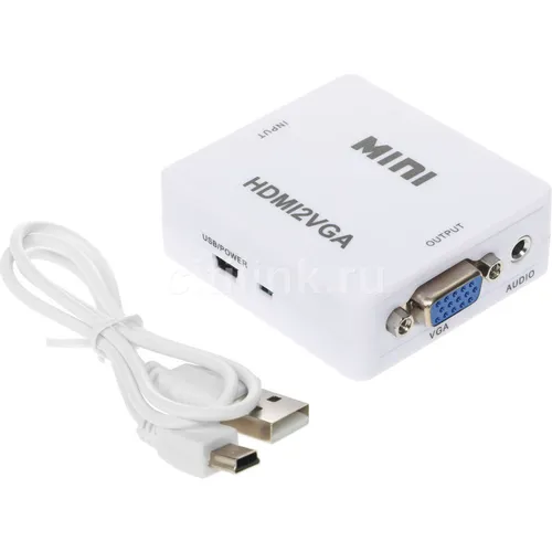 Переходник аудио-видео PREMIER 5-983M, HDMI (m) - VGA (f), Jack 3.5 (f), белый