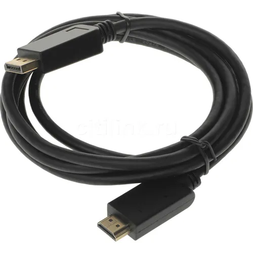 Кабель аудио-видео Buro v. 1.2, DisplayPort (m) - HDMI (m), ver 1.2, ver 2.0, 2м, GOLD, черный [bhp dpp_hdmi-2]