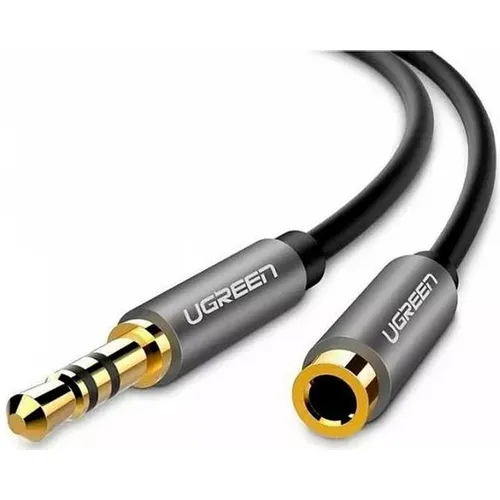 Кабель UGREEN AV118, Jack 3.5 (m) (прямой) - Jack 3.5mm (f) (прямой), GOLD , ферритовый фильтр , круглое, 1.5м, черный [10593]