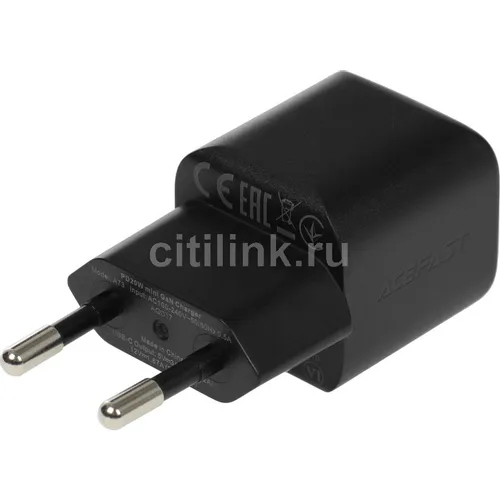 Сетевое зарядное устройство ACEFAST A73, USB-C, 20Вт, 3A, черный [af-a73-bk]