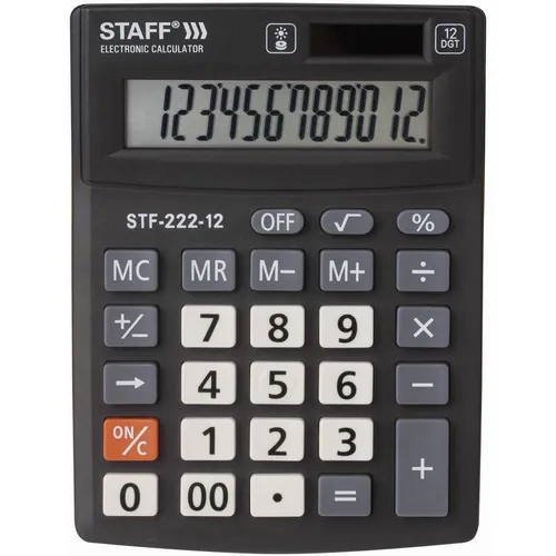 Калькулятор STAFF STF-222, 12-разрядный, черный