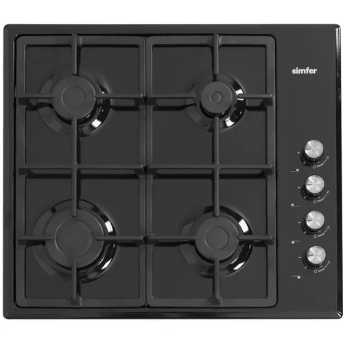 Газовая варочная панель Simfer H60Q40B416, 4 конфорки, эмалированная сталь, черный