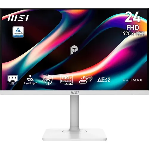 23.8" Монитор MSI Pro Max MAX 241PHW E14, 1920x1080, IPS, 144Гц, 1хHDMI, 1хDP, белый [9s6-3pf44h-010]