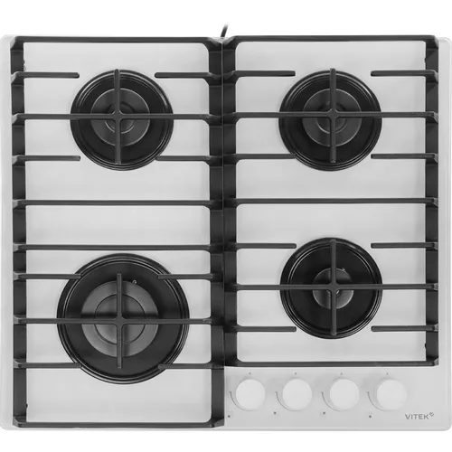 Газовая варочная панель Vitek VGH 6420 WG, 4 конфорки, закаленное стекло, белый