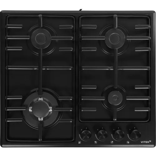Газовая варочная панель Vitek VGH 6410W MBK, 4 конфорки, эмалированная сталь, черный