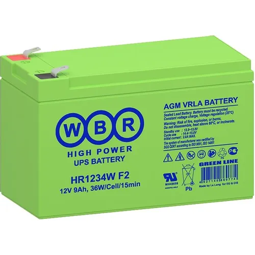 Аккумуляторная батарея WBR HR1234W F2 для ИБП, 12В, 9Ач [hr1234w f2 wbr]