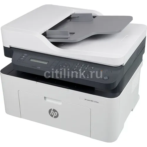МФУ лазерное HP Laser 137fnw черно-белая печать, A4, белый [4zb84a]