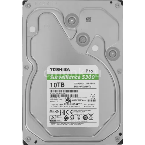 Жесткий диск Toshiba S300 Pro MD10ADA10TV, 10ТБ, HDD, SATA III, 3.5"