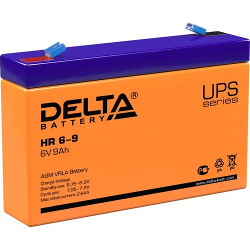Аккумуляторная батарея Delta HR 6-9 для ИБП, 6В, 9Ач